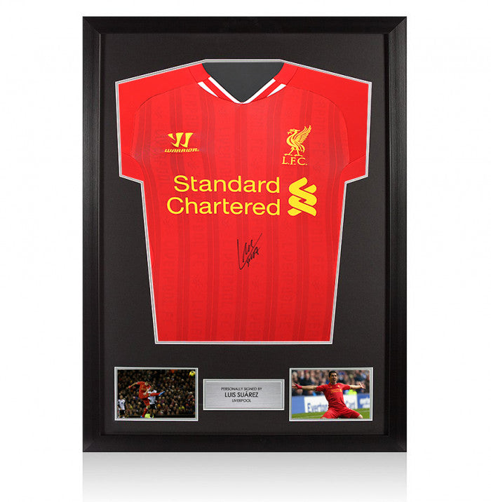 Luiz Suarez - Autographed 2013/14 Liverpool Jersey - Framed