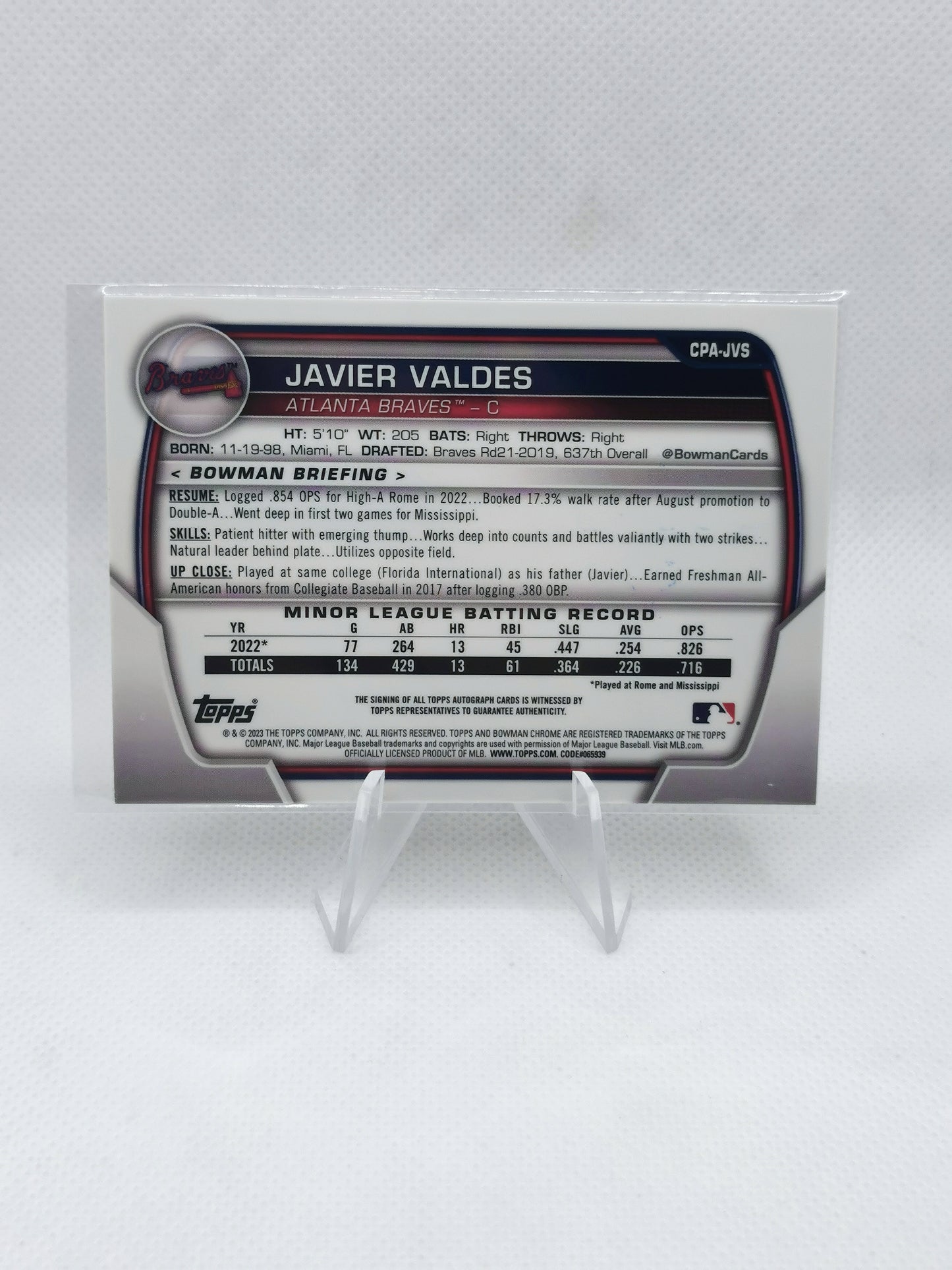 Javier Valdes Auto - Topps Bowman Chrome Baseball 2023