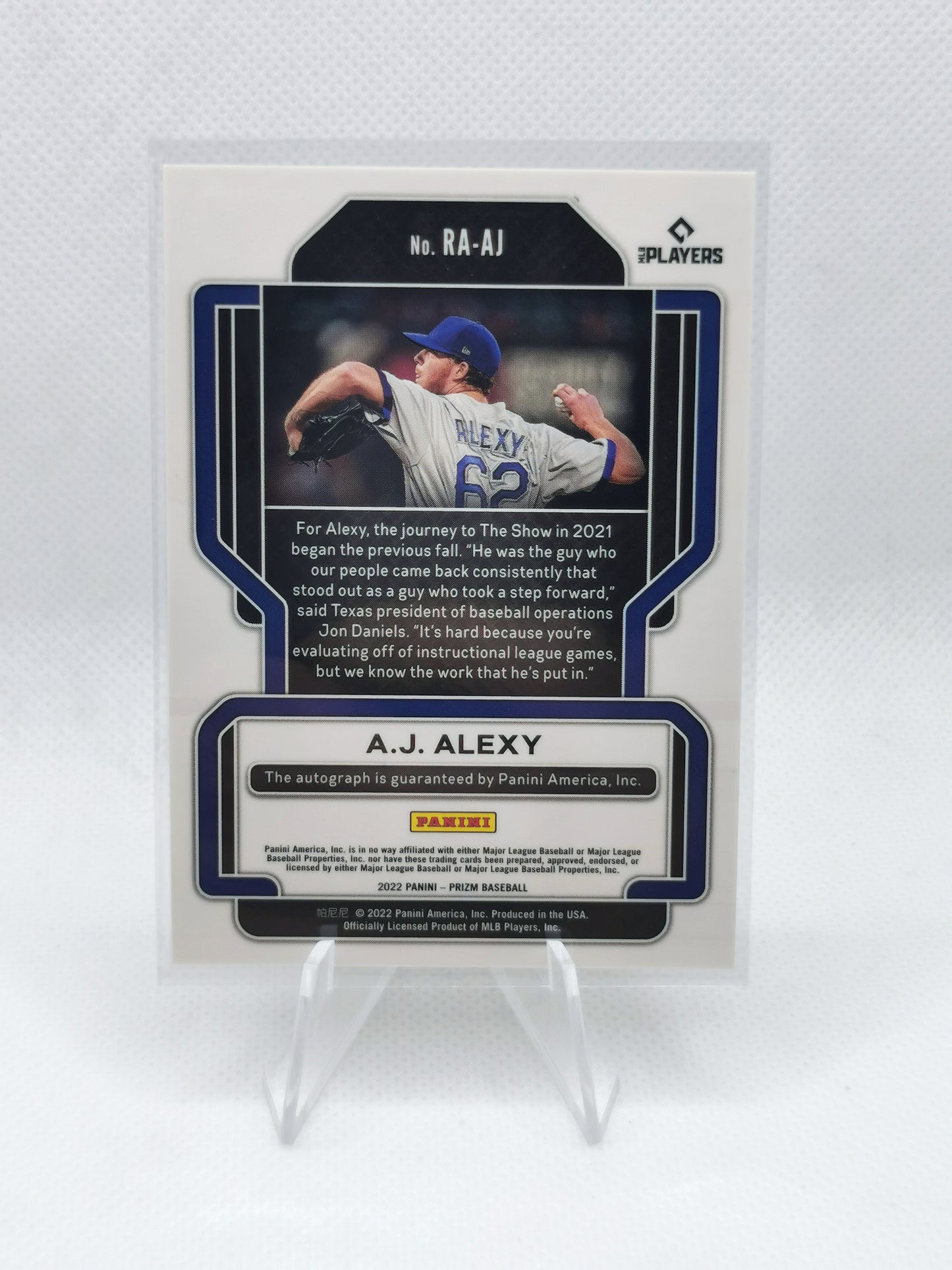 A J Alexy RC Auto - MLB Texas Rangers