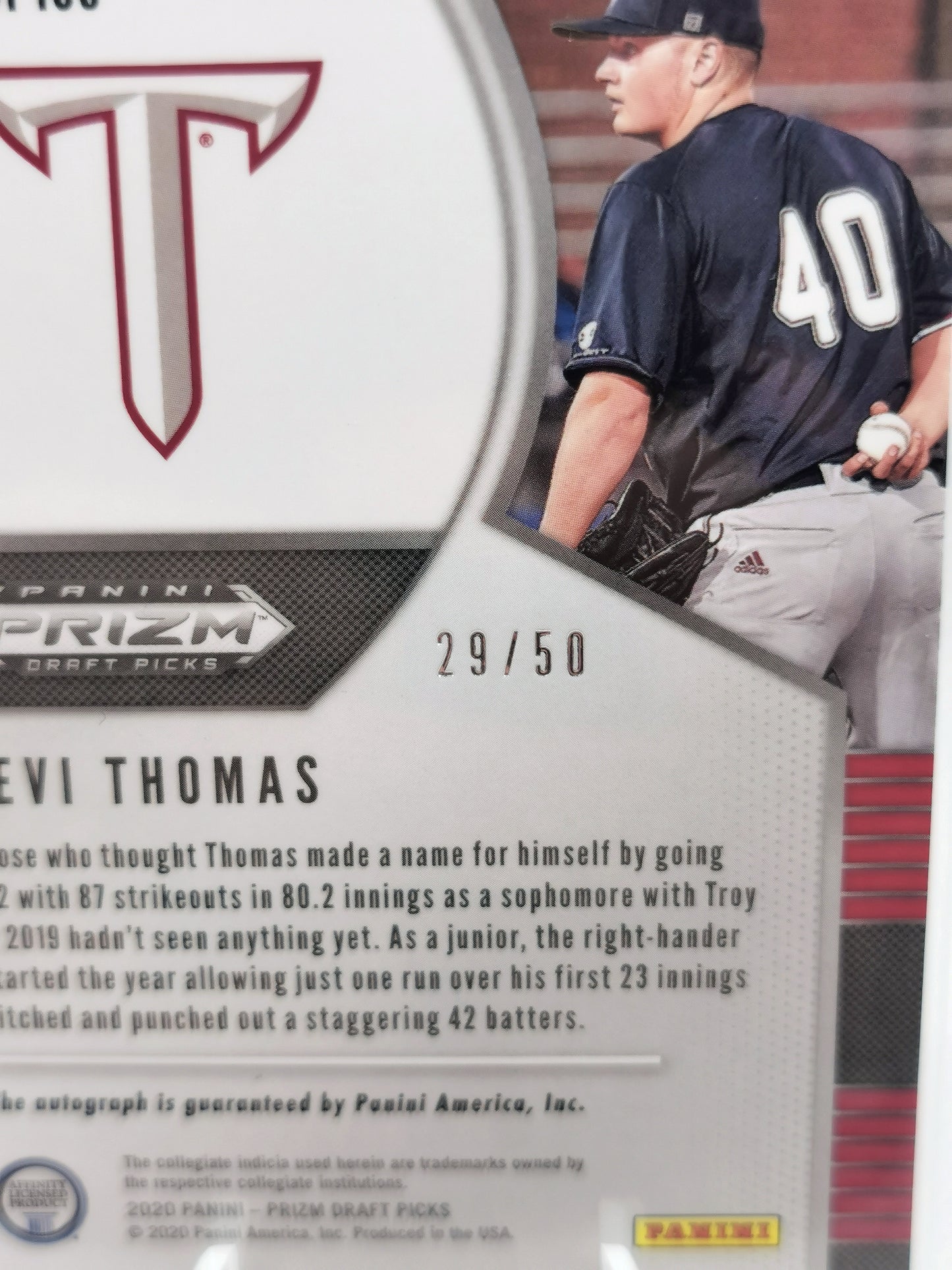 Levi Thomas Auto /50 - MLB Draft Picks