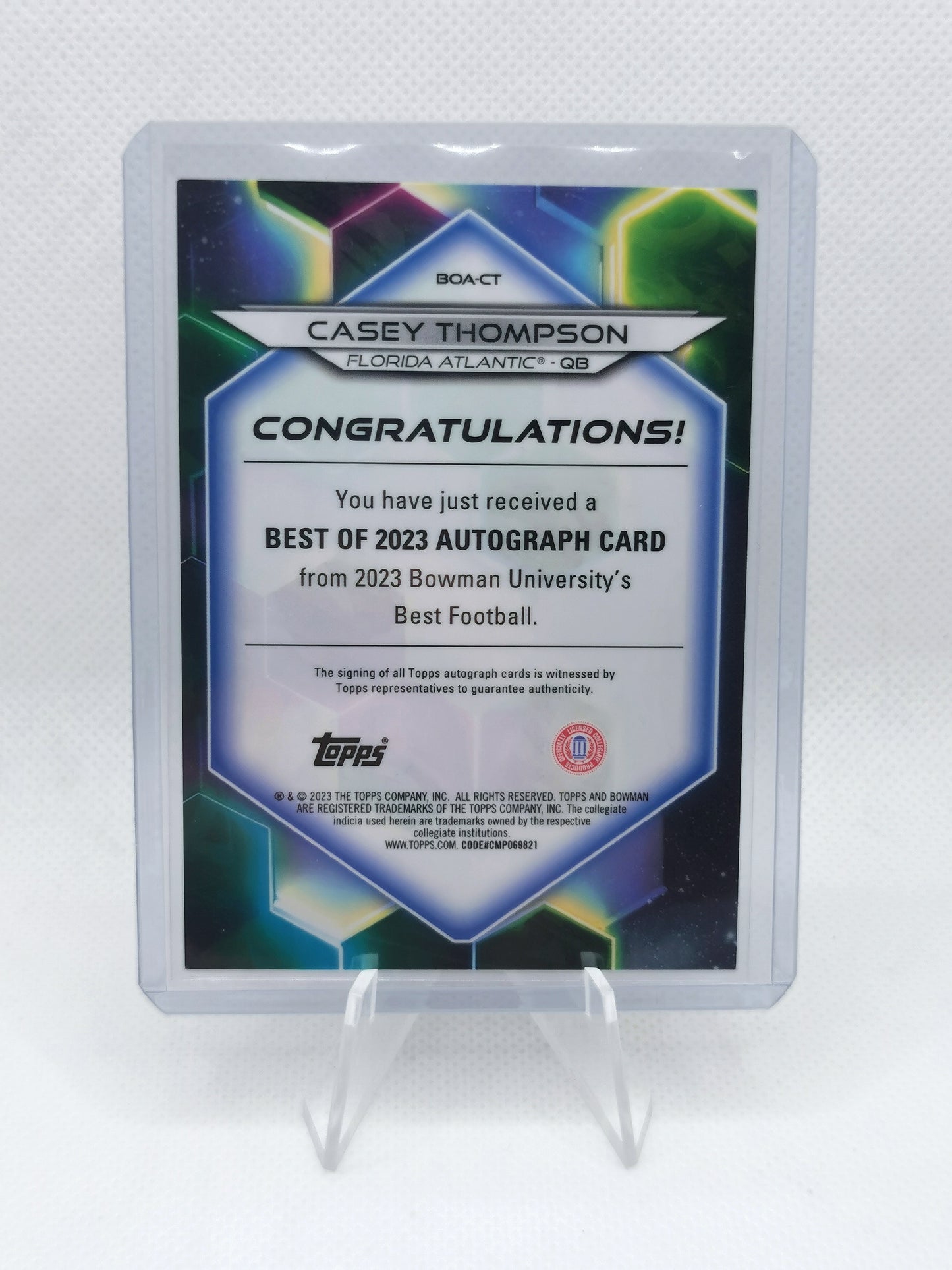 Casey Thompson Auto /50 - Topps Bowman University Best