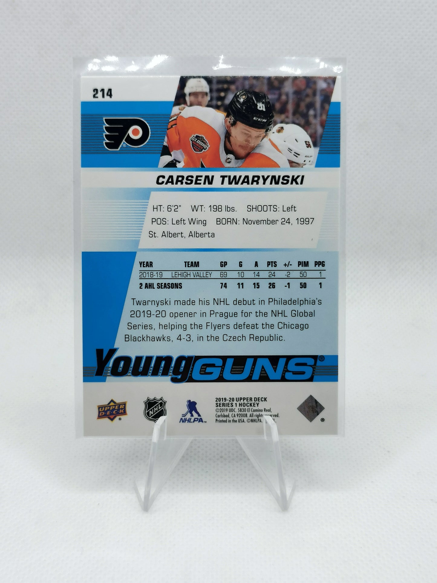 Carsen Twarynski Young Guns Card - Philadelphia Flyers