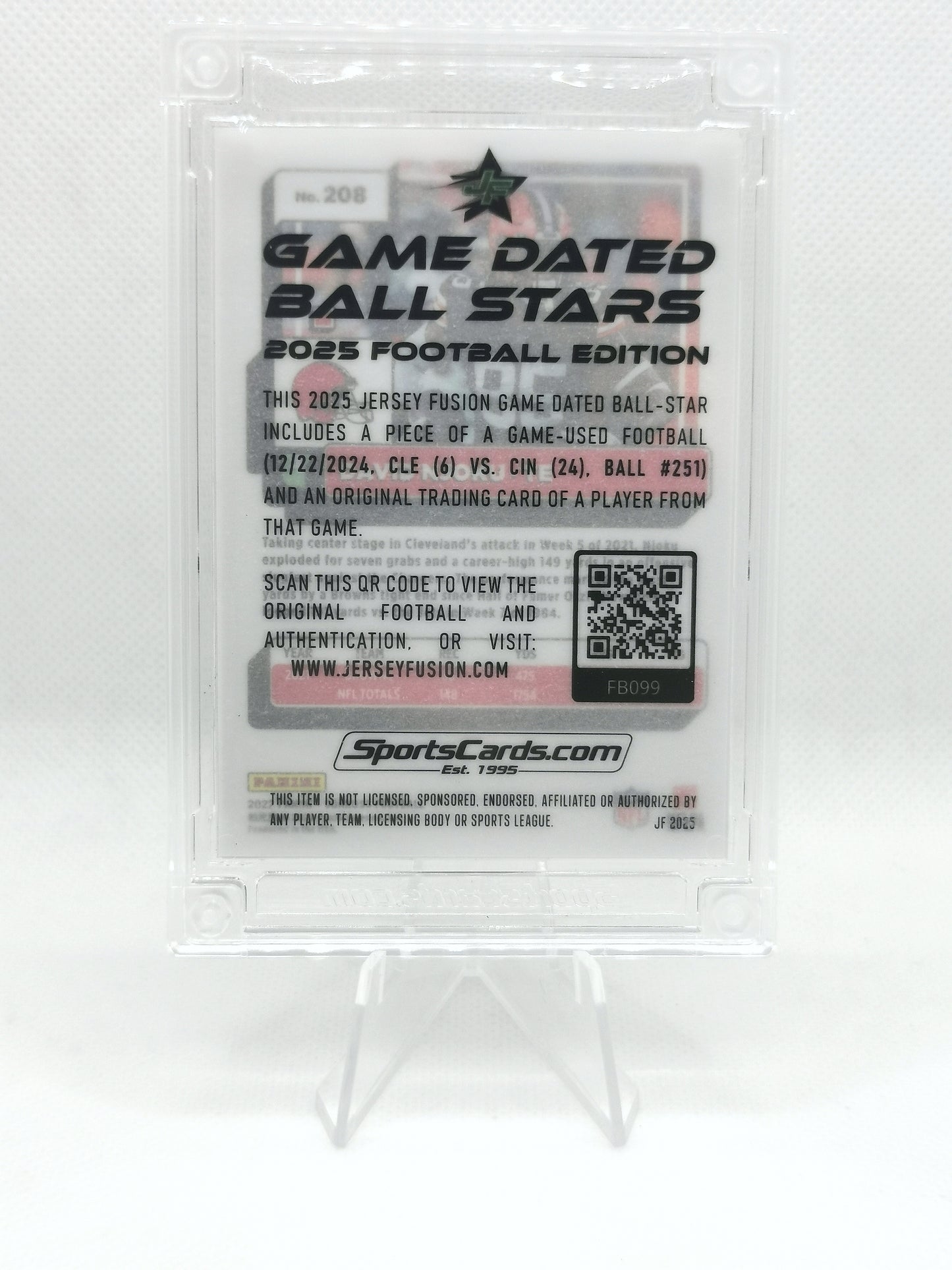NFL Game Used Ball Card 6/21 - Cleveland v Cincinnati