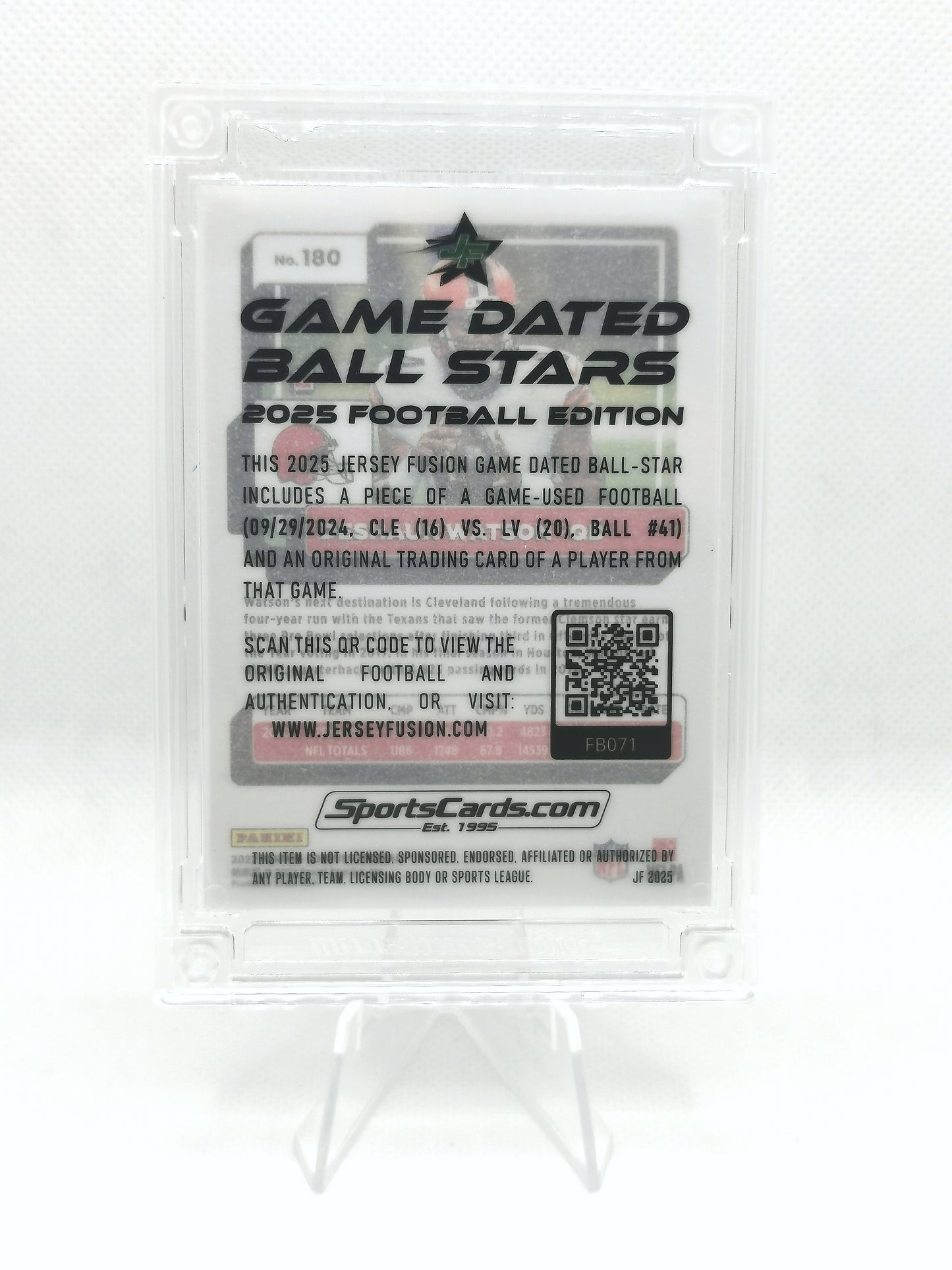 NFL Game Used Ball Card 10/36 - Cleveland v Las Vegas