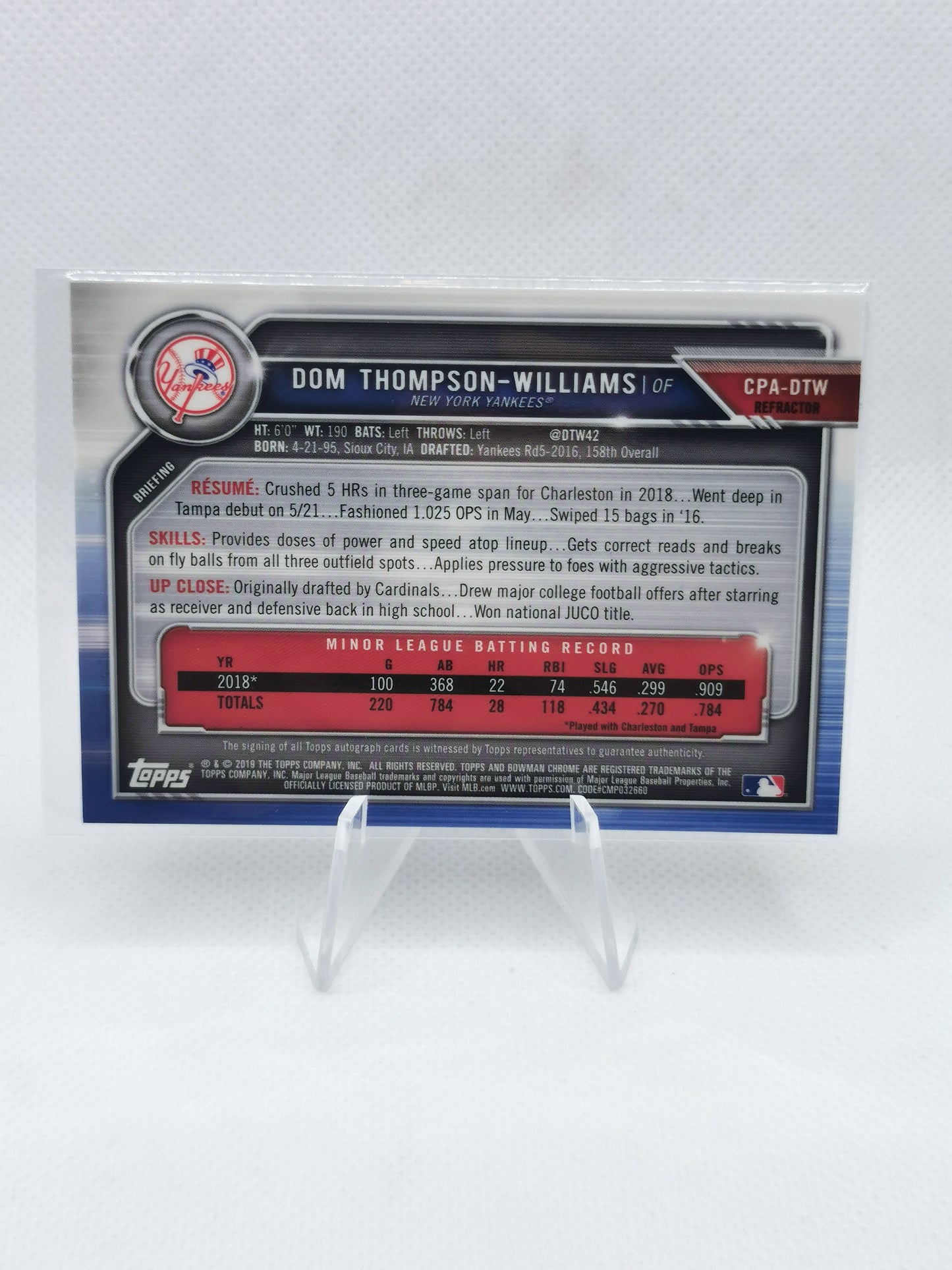 Dom Thompson-Williams Auto /499 - MLB New York Yankees