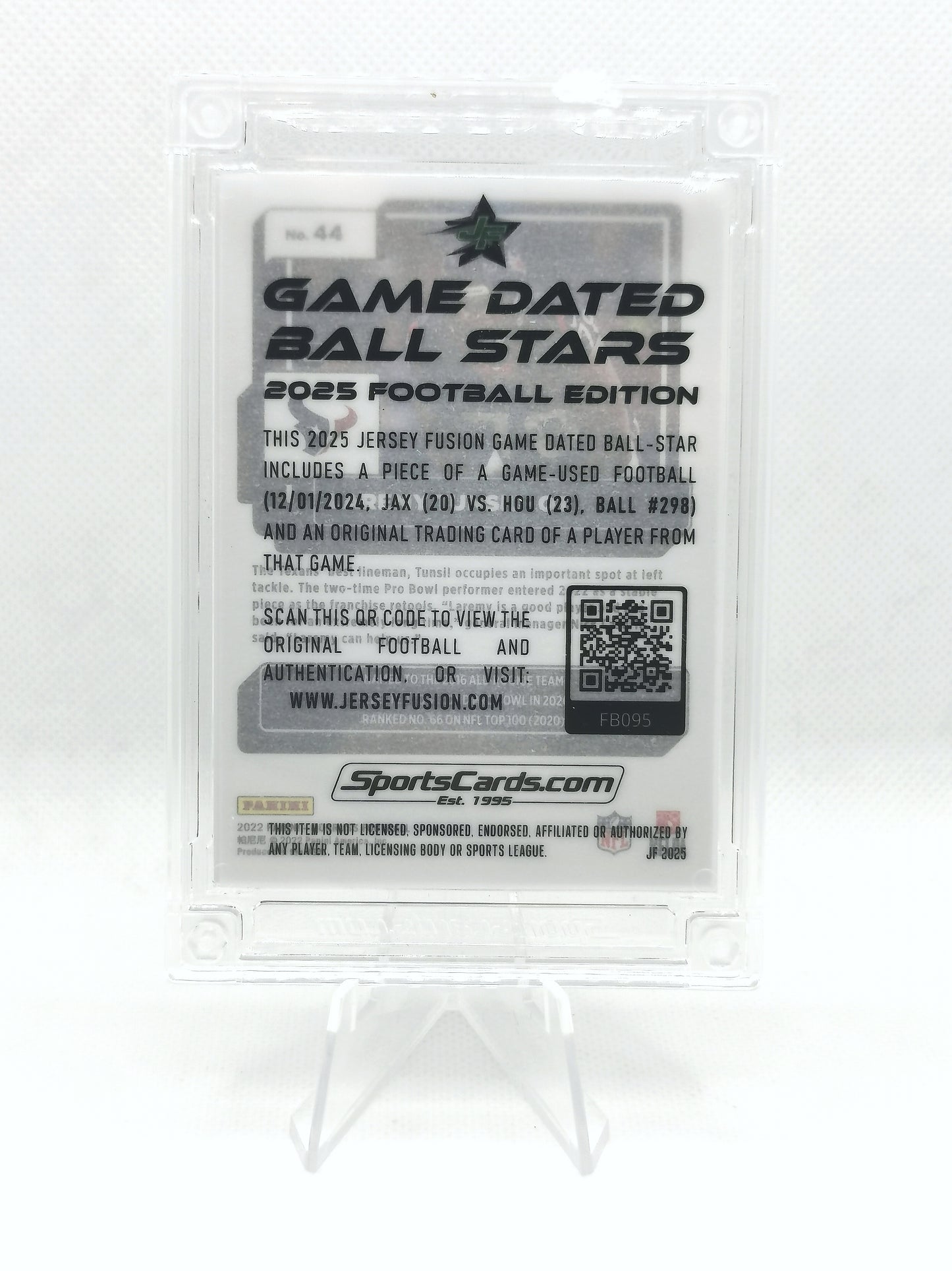 NFL Game Used Ball Card 29/36 - Jaxonvile v Houston