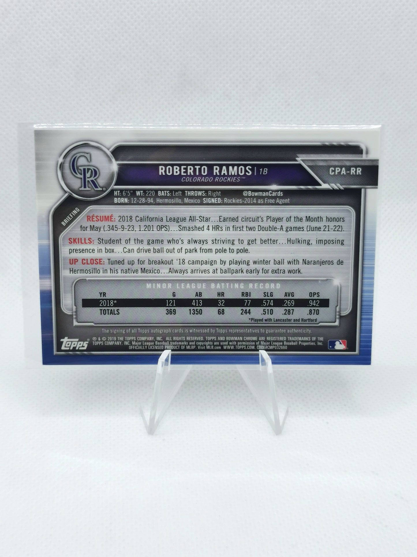 Roberto Ramos Auto - MLB Colorado Rockies