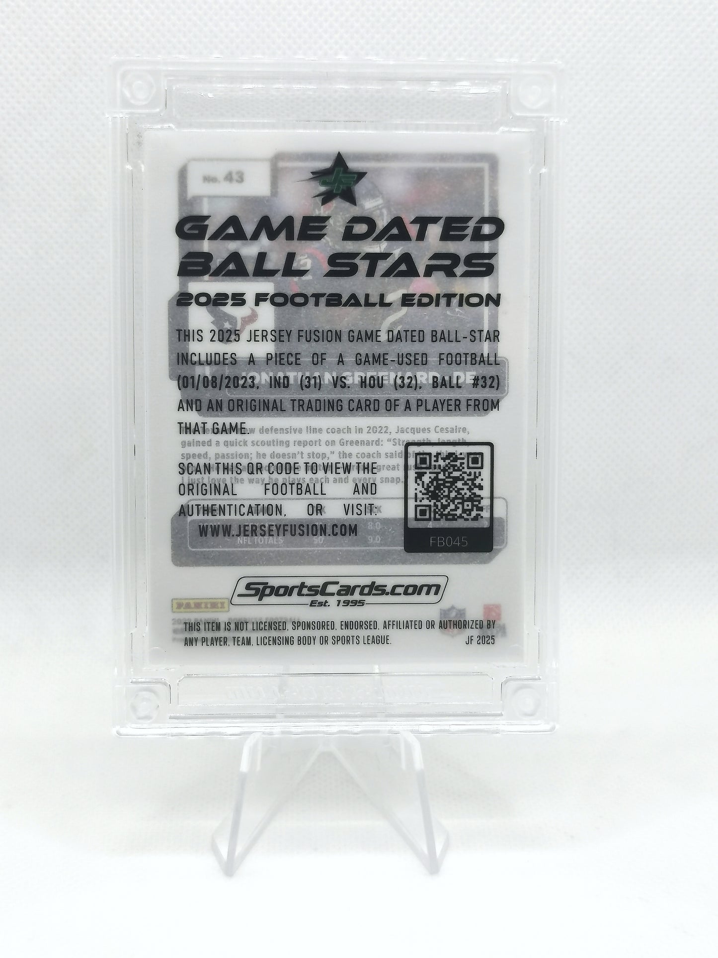 NFL Game Used Ball Card 18/31 - Indiana v Houston