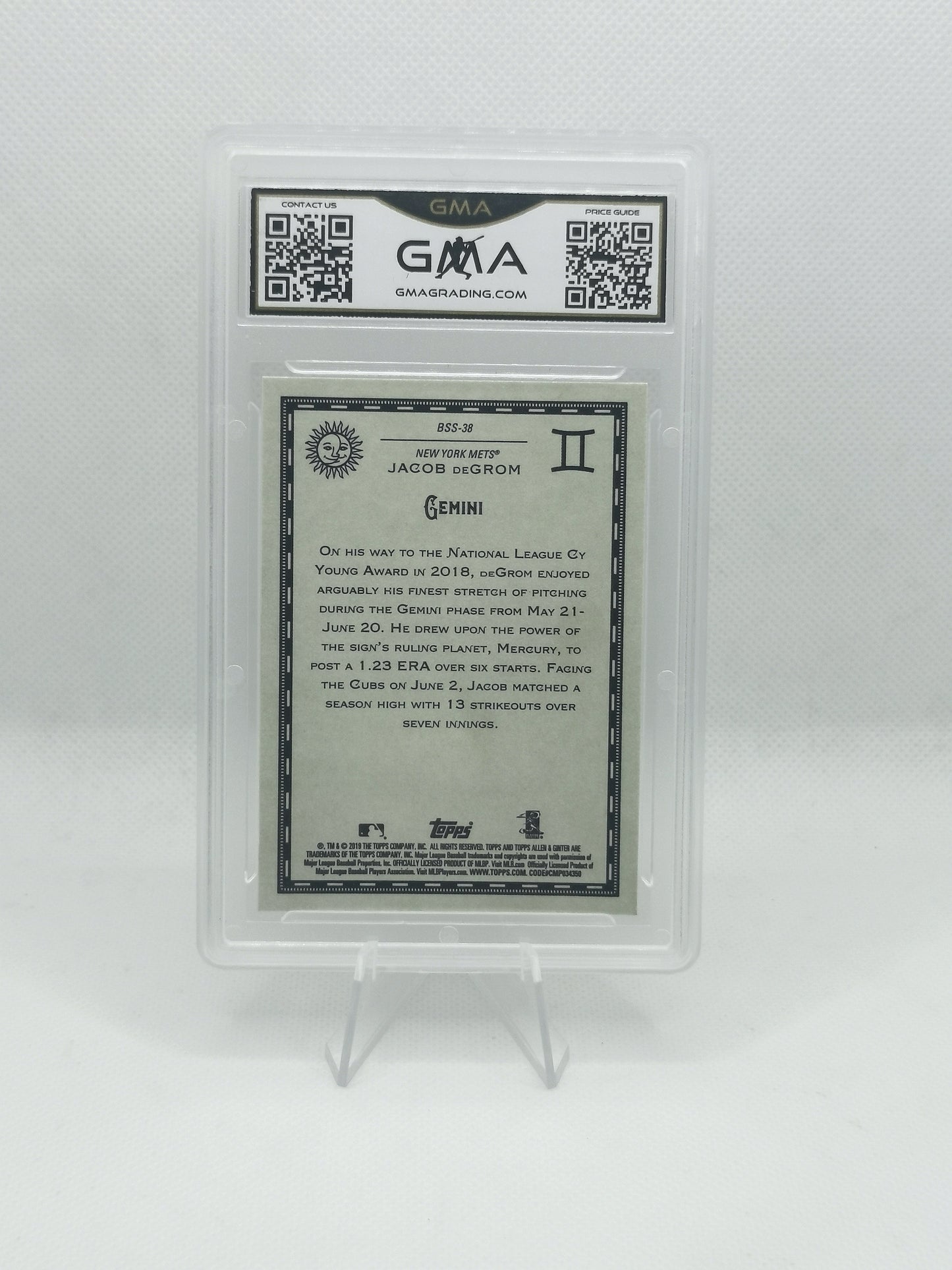 Jacob DeGrom (NY Mets) - GMA 10 - 2019 Alan & Ginter - Baseball Star Signs
