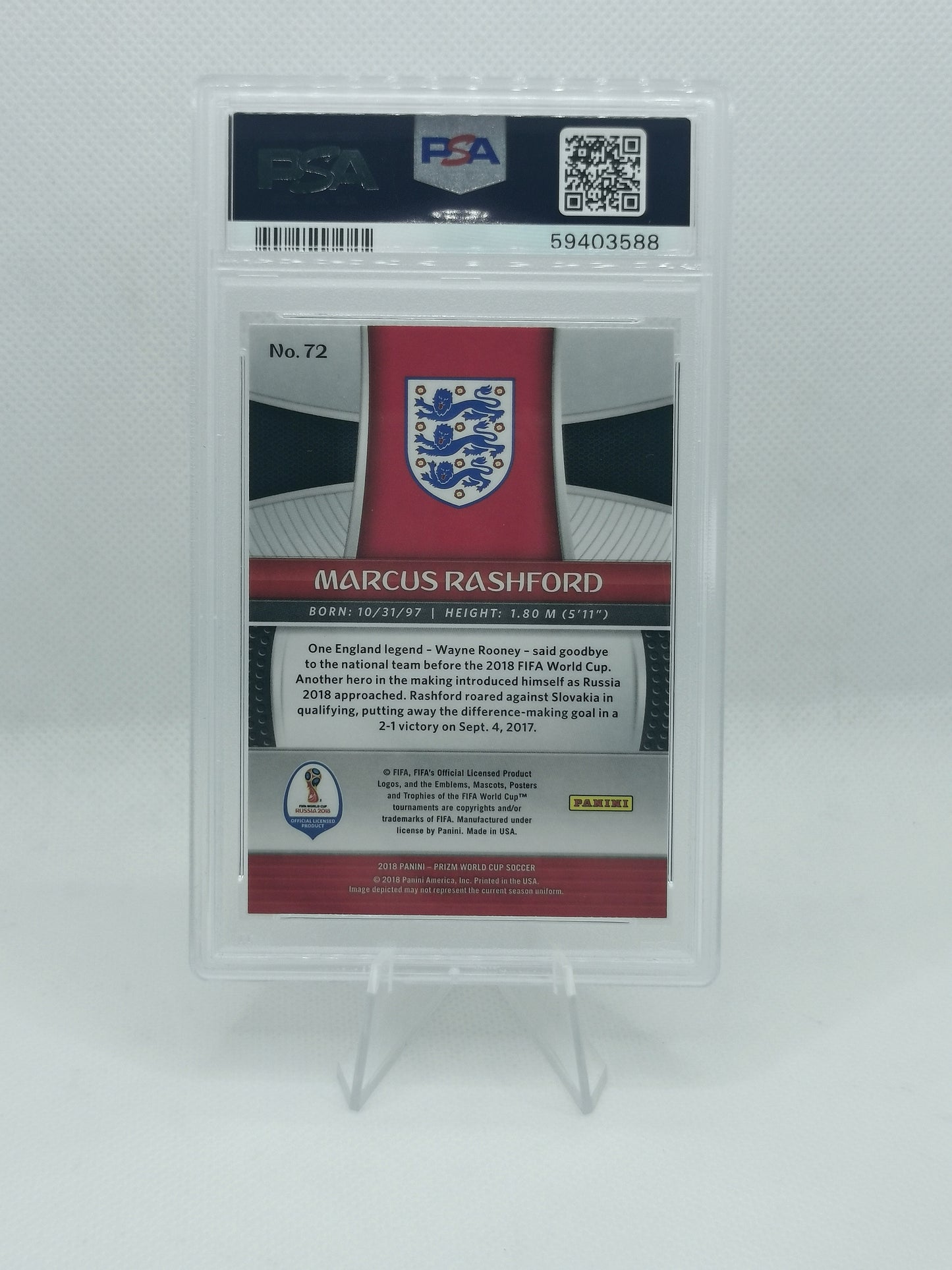 Marcus Rashford - PSA 9 - Panini Prizm World Cup 2018 - England