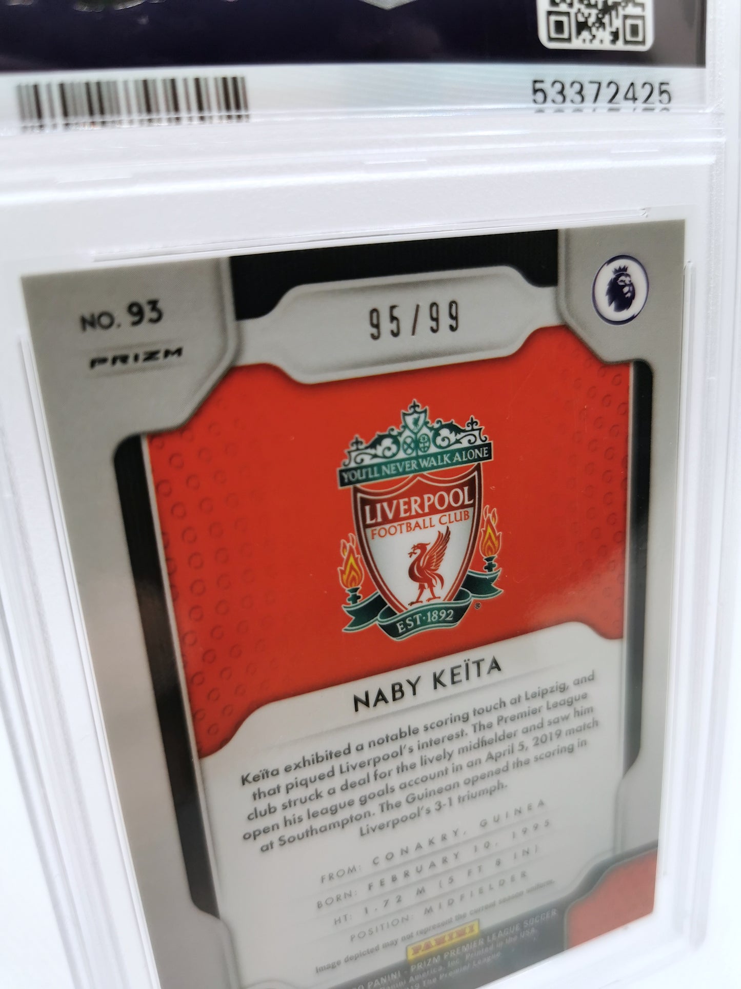 Naby Keita Panini Prizm Purple Rookie Card - PSA 8