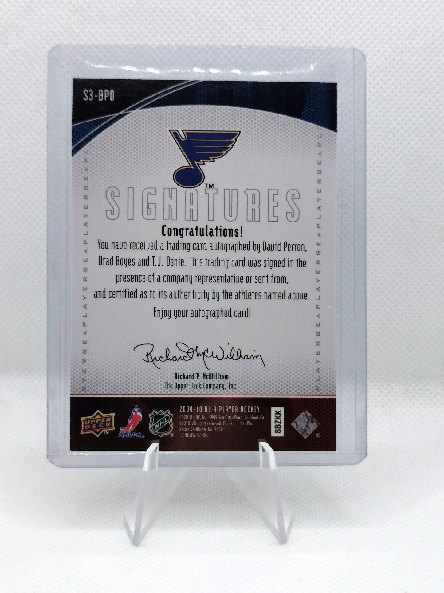 NHL Triple Auto - TJ Oshie, Brad Boyes & David Peron