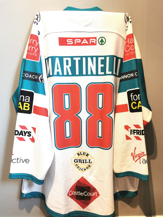 Ryan Martinelli (Belfast Giants) Game Worn White Jersey