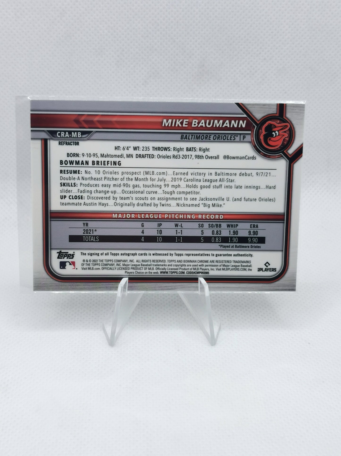 Mike Baumann RC Auto /499 - MLB Baltimore Orioles