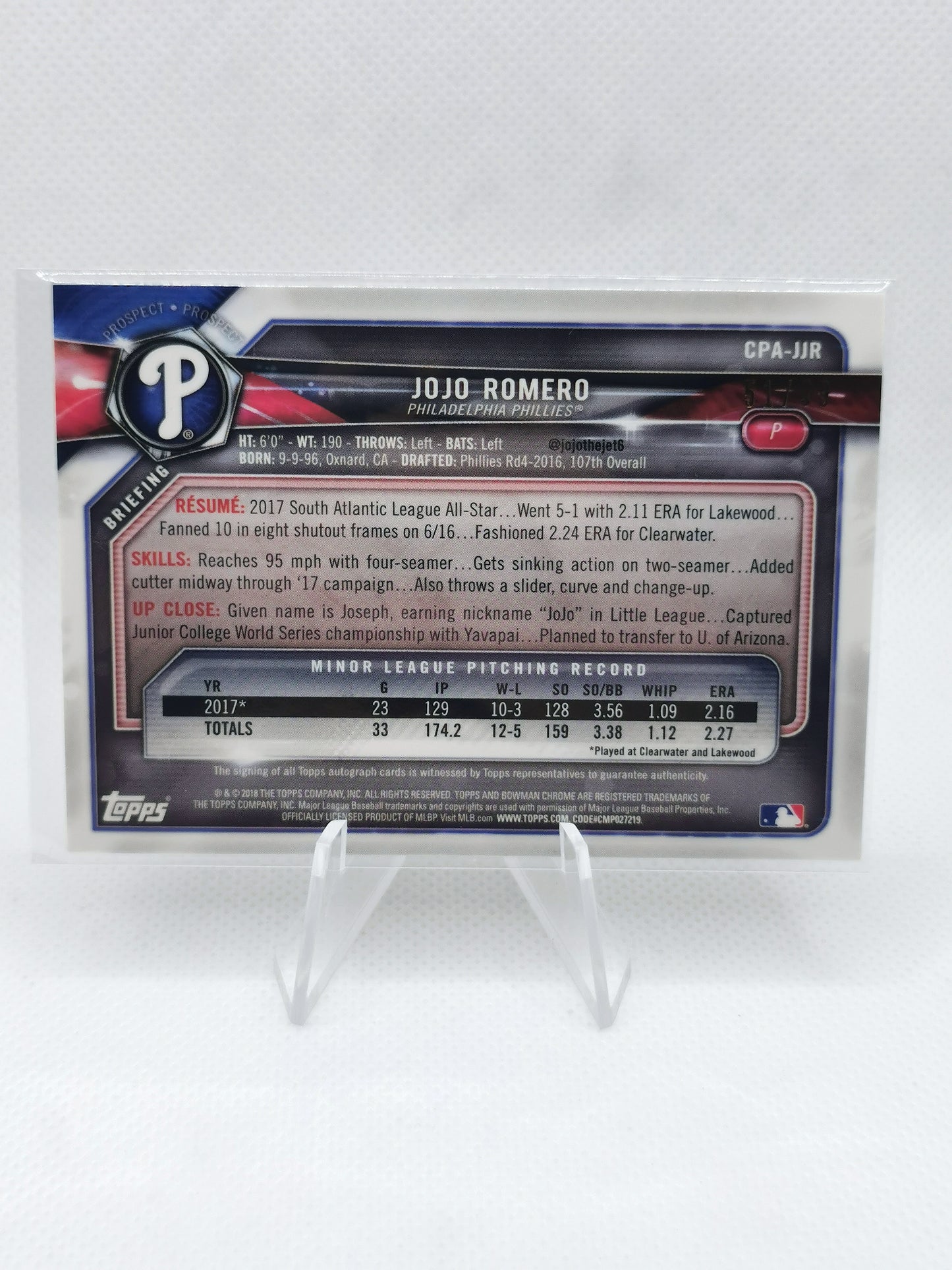 Jojo Romero Auto /99 - MLB Philadelphia Phillies