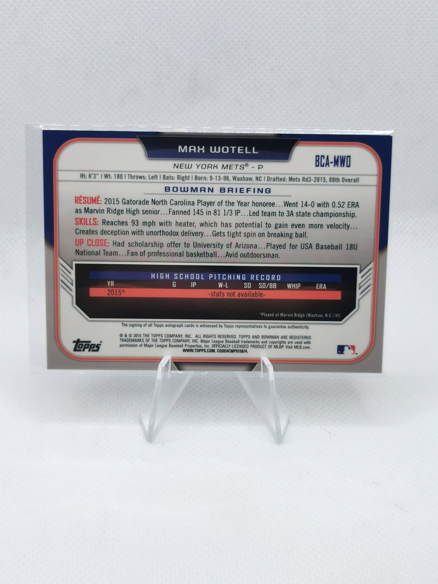 Max Wotell Auto - MLB New York Mets