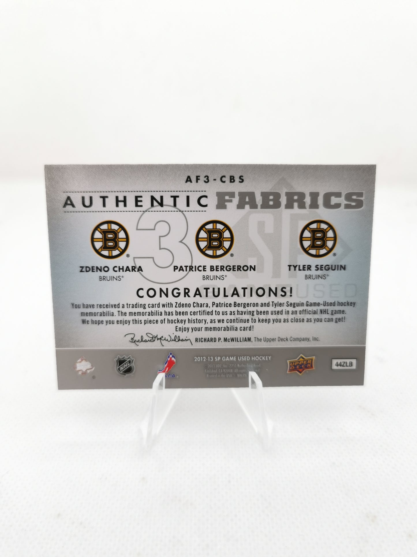 Boston Bruins Triple Game Worn Patch - Chara, Bergeron & Seguin