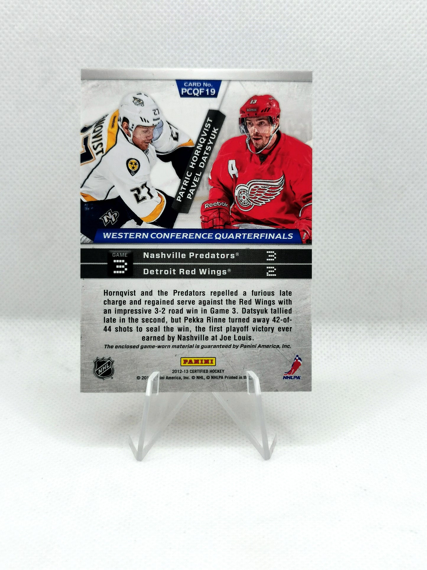 Pavel Datsyuk & Patric Hornqvist Game Worn Patches #46/250