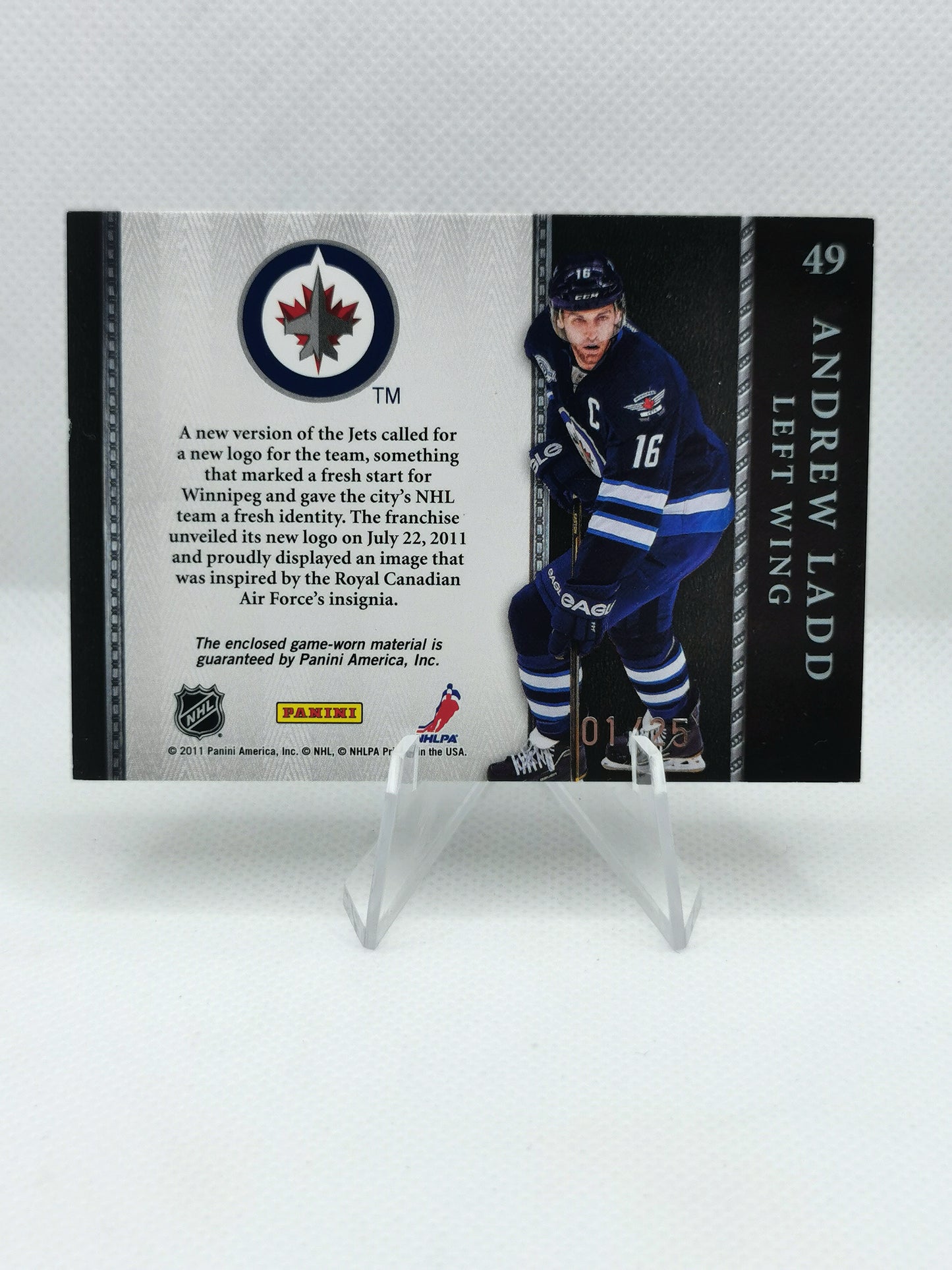 Andrew Ladd Game Worn Club Badge Patch - Panini Crown Royale Coat Of Arms