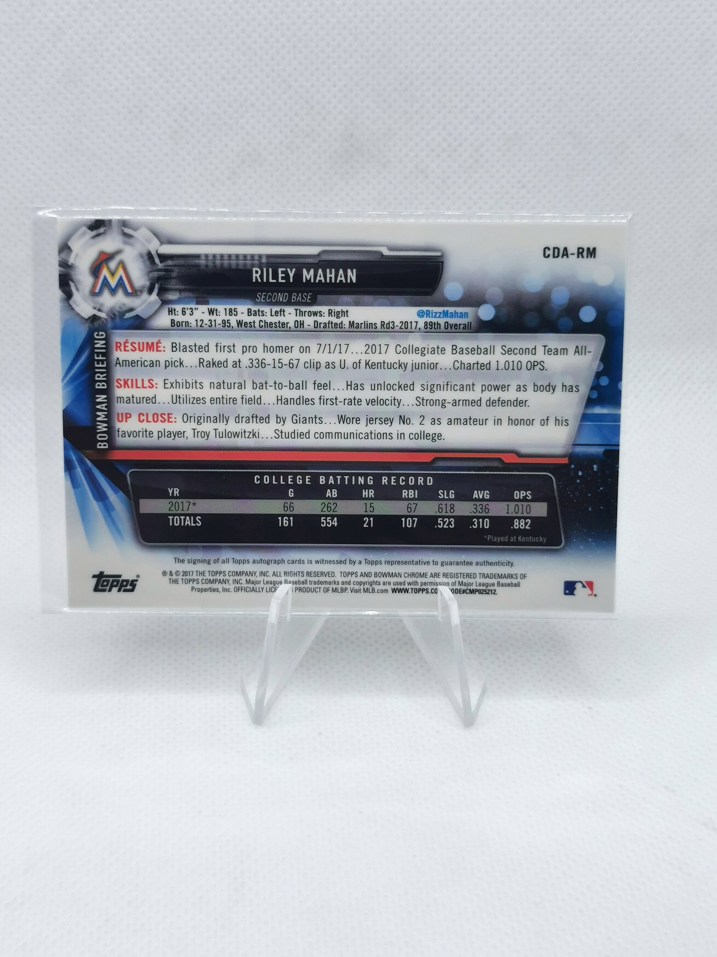 Riley Mahan Auto - MLB Miami Marlins