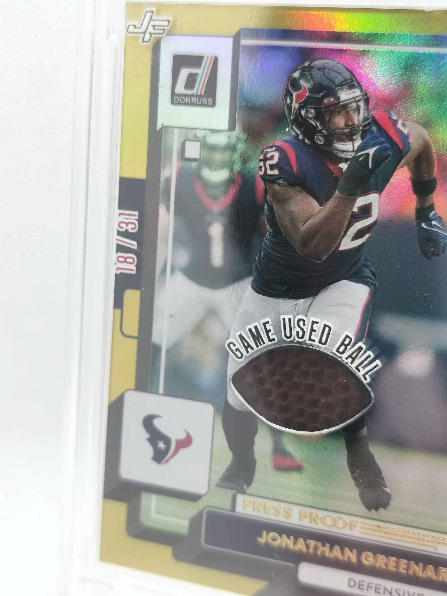 NFL Game Used Ball Card 18/31 - Indiana v Houston