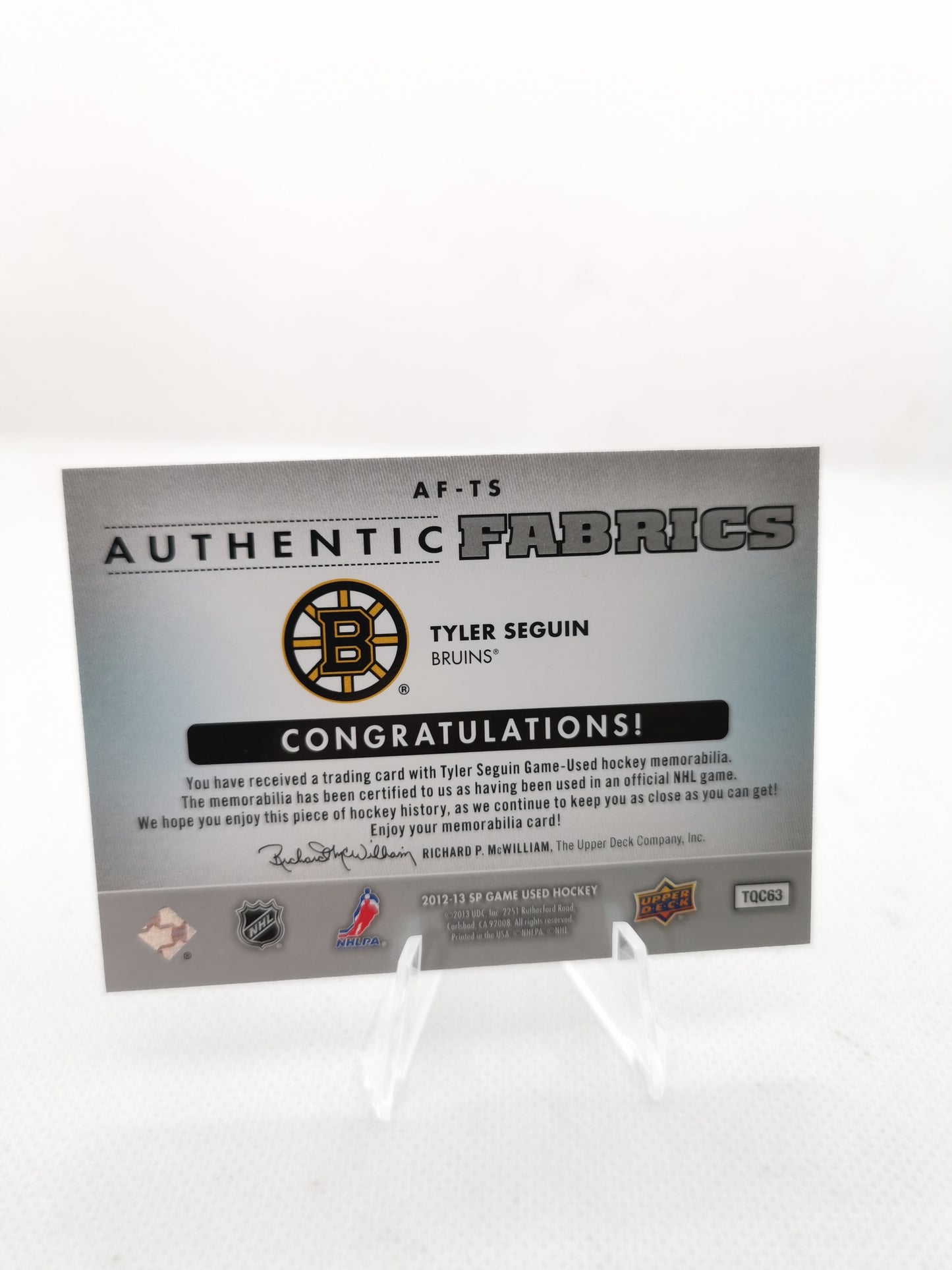 Tyler Seguin NHL Game Worn Patch - Boston Bruins