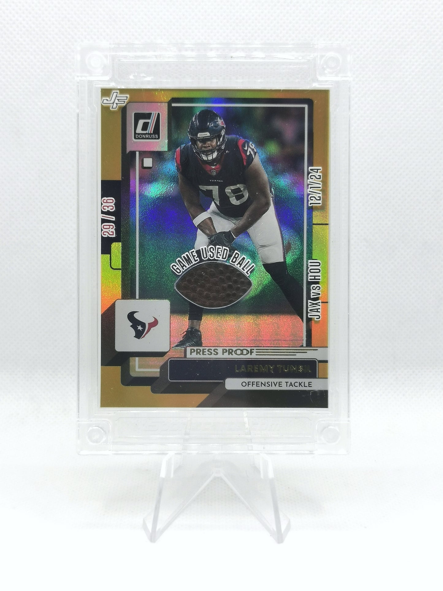 NFL Game Used Ball Card 29/36 - Jaxonvile v Houston