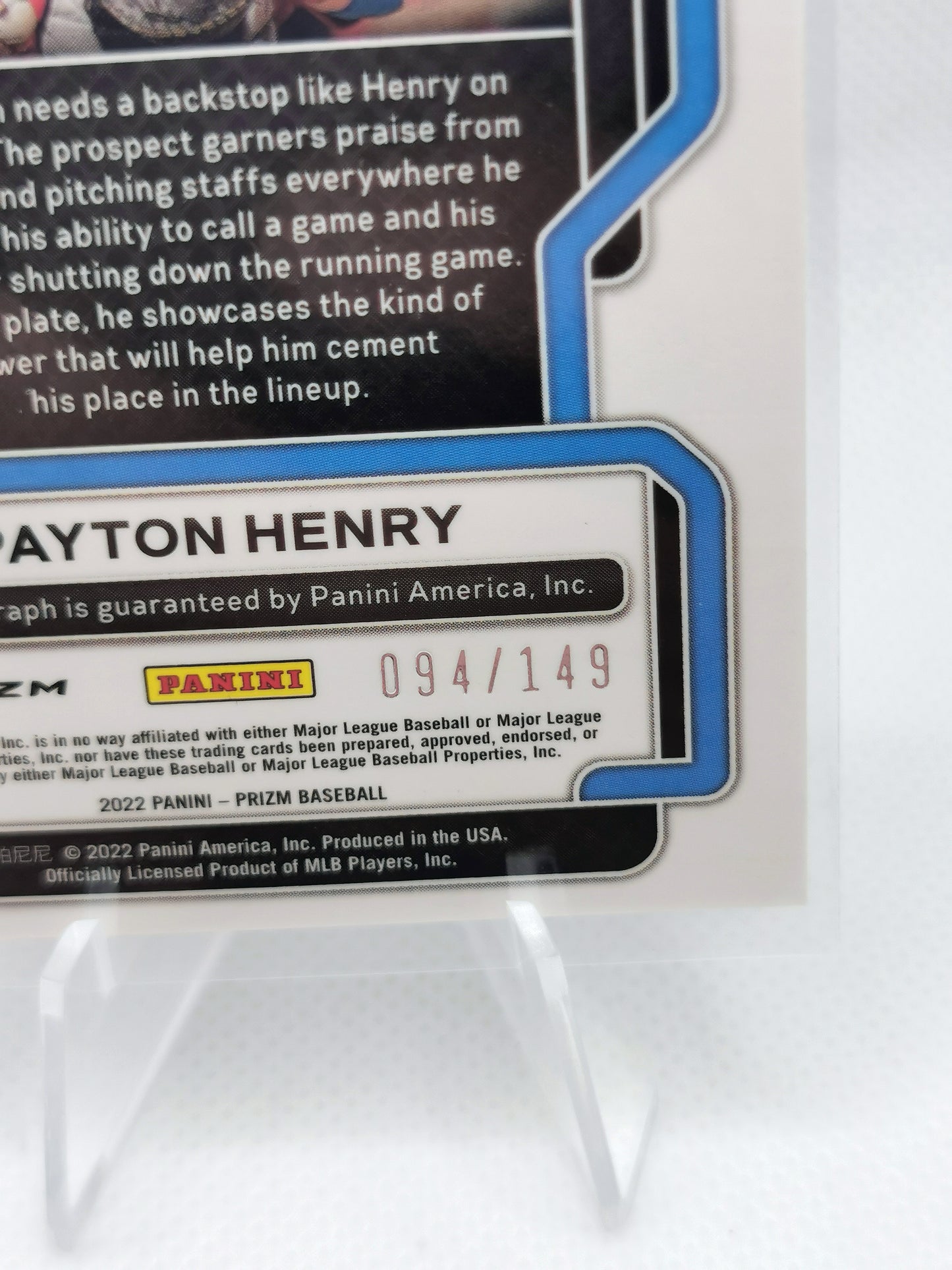 Payton Henry RC Auto /149 - MLB Miami Marlins